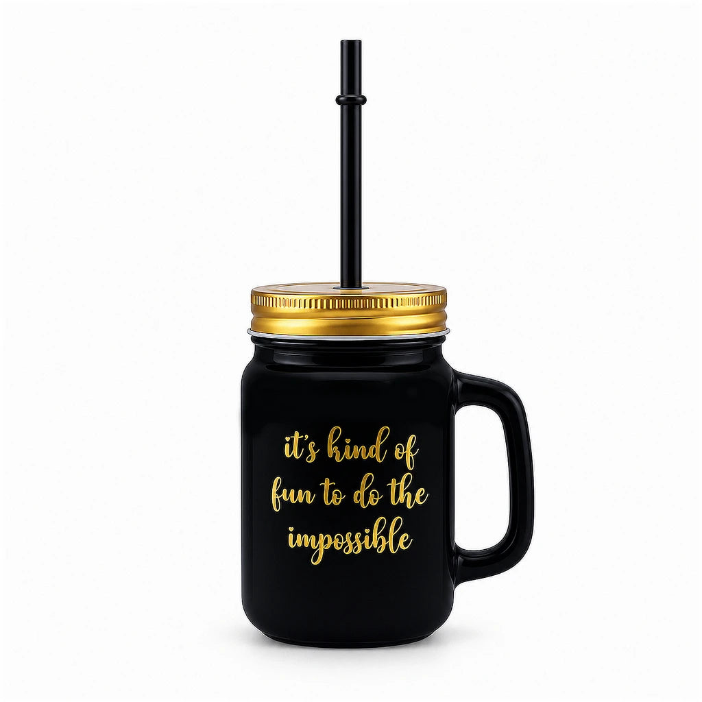 Kleeyo Black Do the Impossible 450 ml Glass Mason Jar