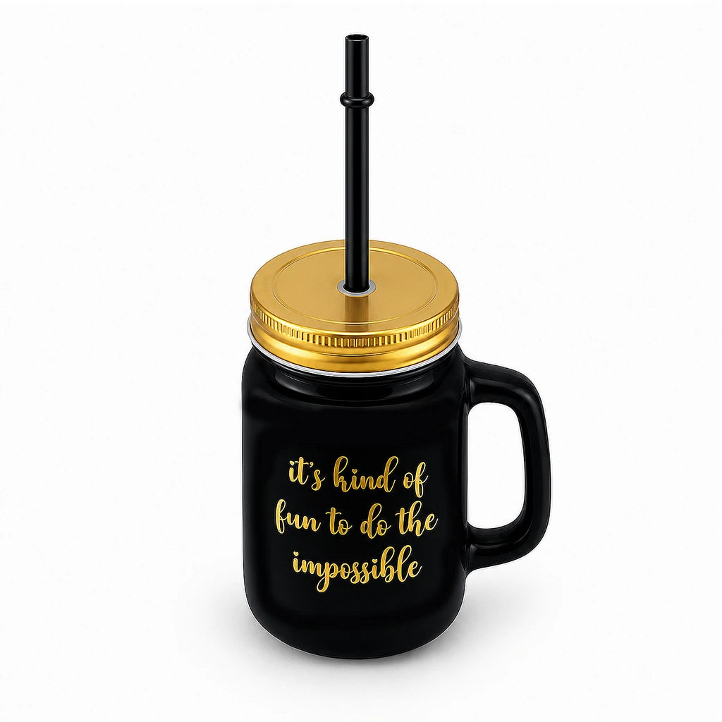 Kleeyo Black Do the Impossible 450 ml Glass Mason Jar