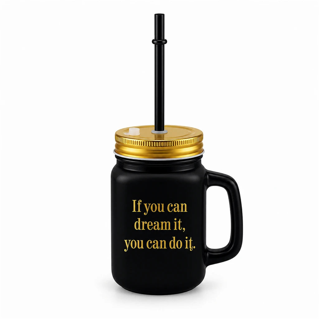 Kleeyo Black Dream It Do It 450 ml Glass Mason Jar