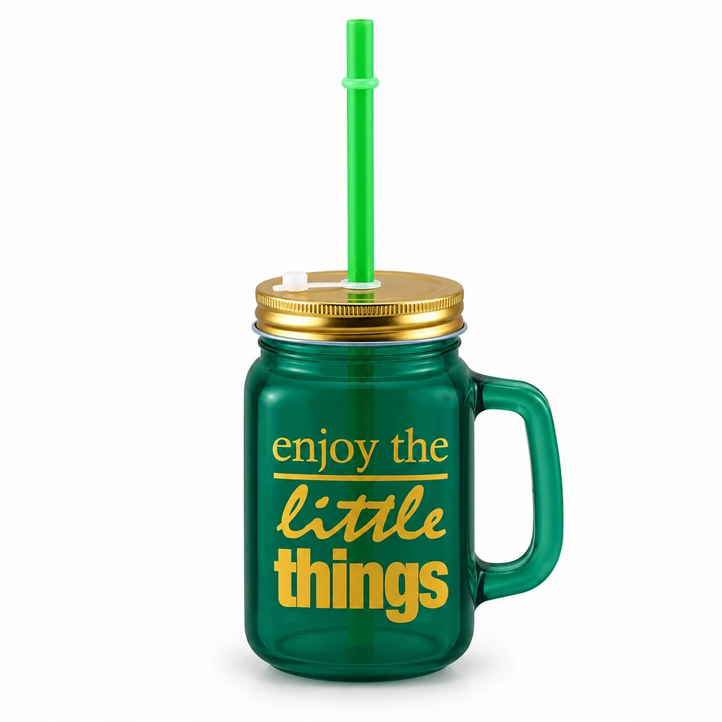 Kleeyo Green Little Things Glass Mason Jar, 450 ml