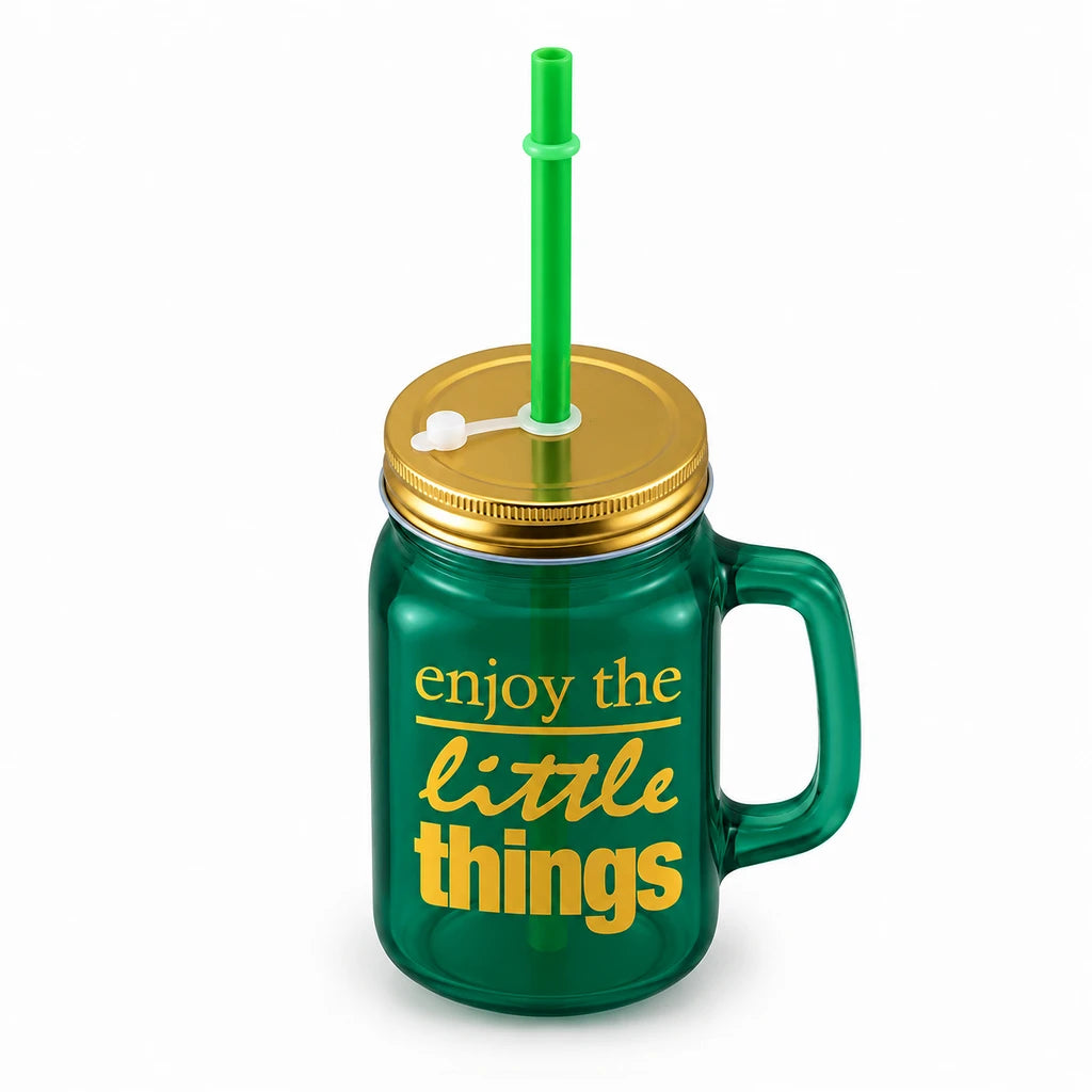 Kleeyo Green Little Things Glass Mason Jar, 450 ml