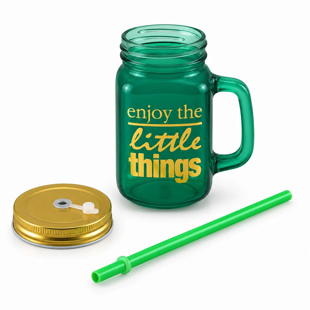 Kleeyo Green Little Things Glass Mason Jar, 450 ml