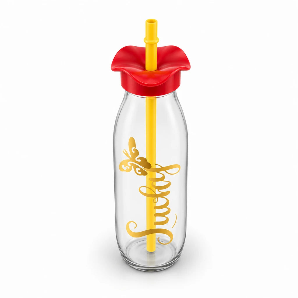 Kleeyo Golden Sweet Butterfly Glass Bottle, 500 ml