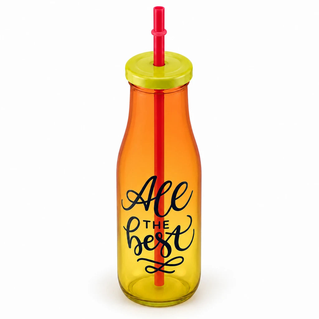 Kleeyo Orange-Yellow All the Best Glass Bottle, 400 ml