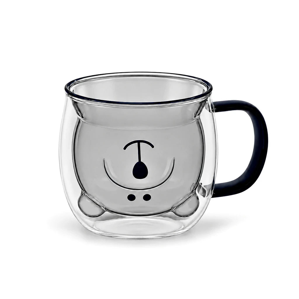 D.W.M Bear-Shaped Double-Wall Glass Mug, 250 ml