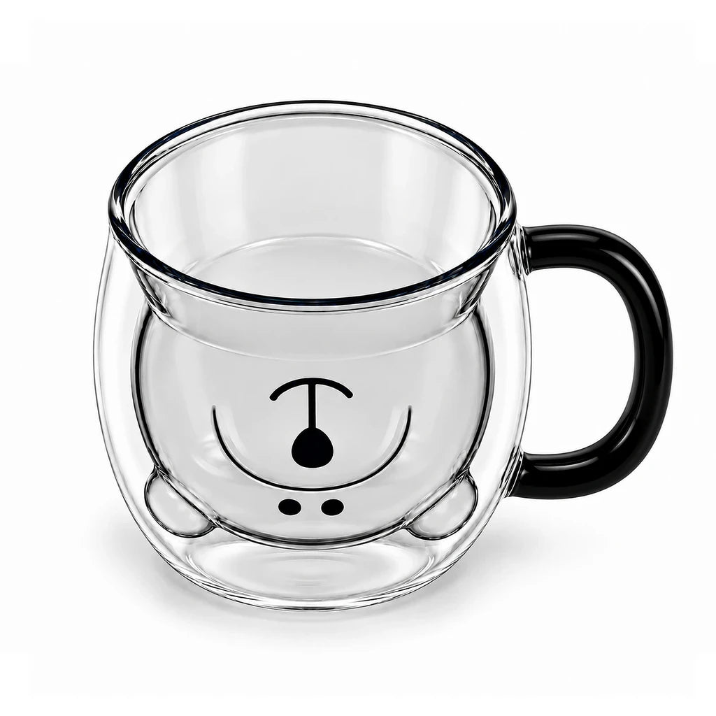 D.W.M Bear-Shaped Double-Wall Glass Mug, 250 ml