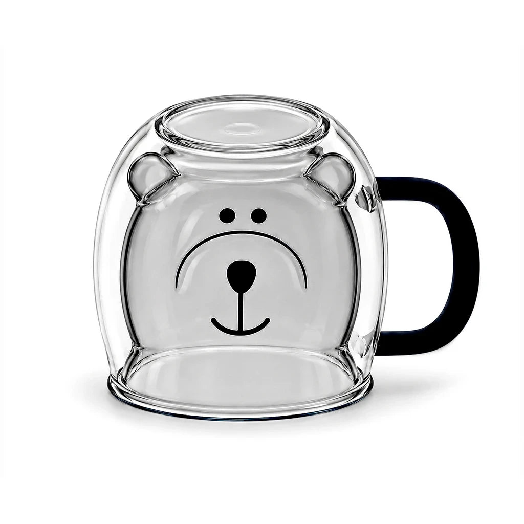 D.W.M Bear-Shaped Double-Wall Glass Mug, 250 ml