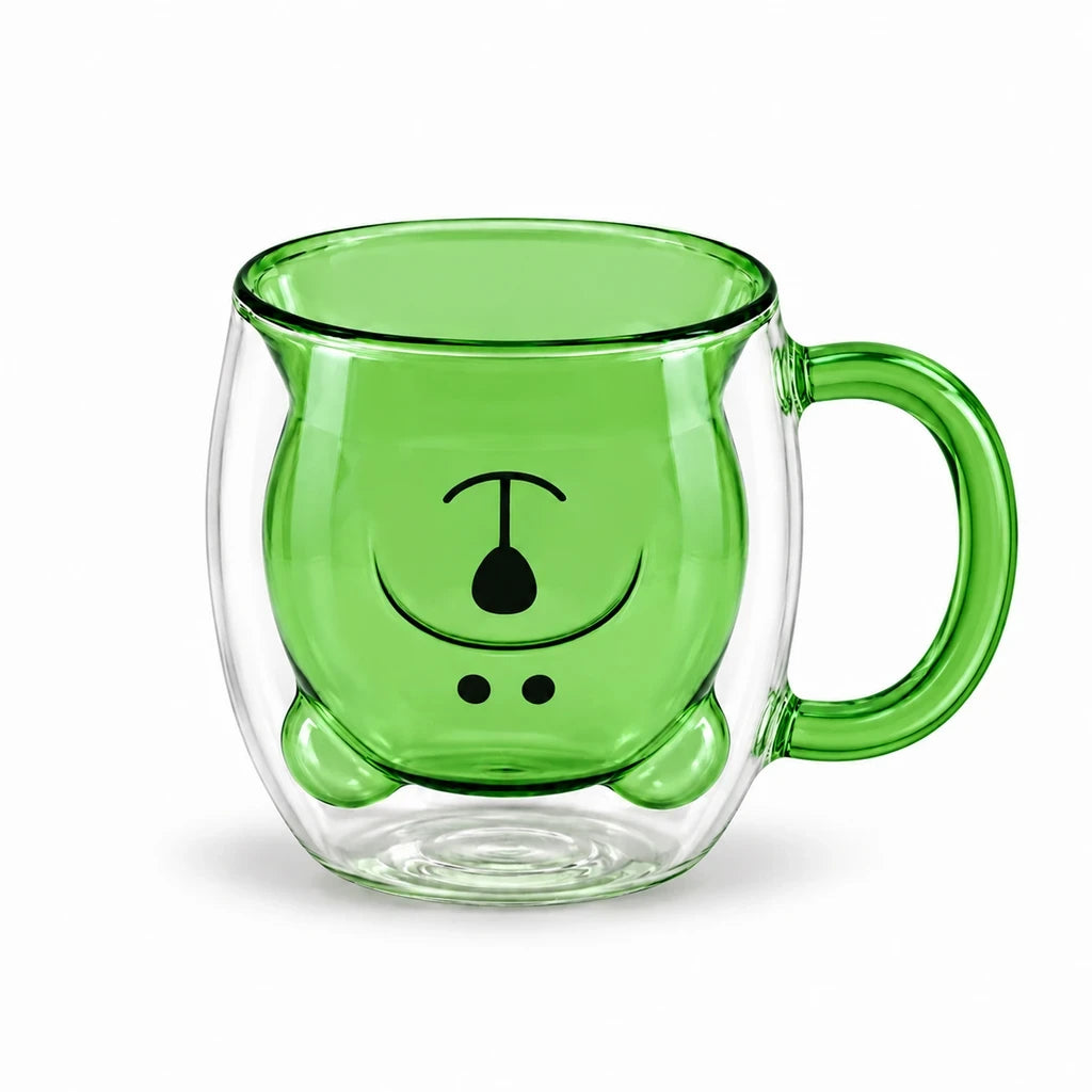 D.W.M Bear-Shaped Double-Wall Glass Mug, 250 ml