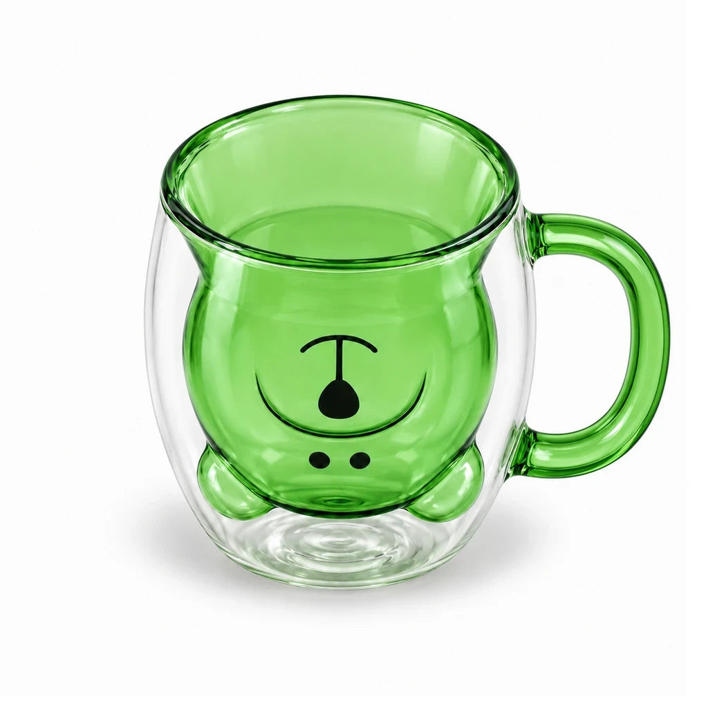 D.W.M Bear-Shaped Double-Wall Glass Mug, 250 ml