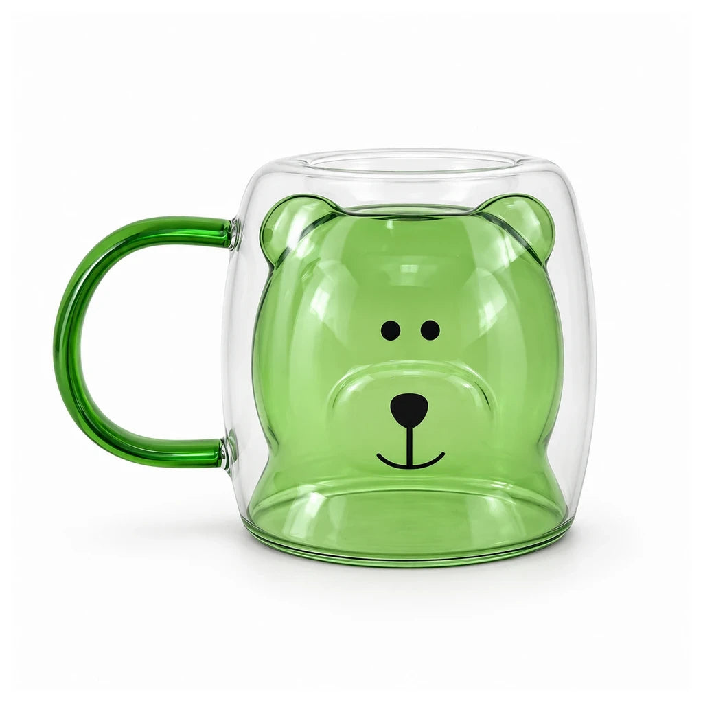 D.W.M Bear-Shaped Double-Wall Glass Mug, 250 ml