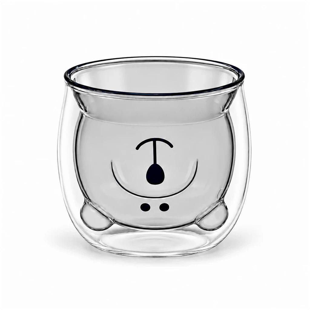 D.W.M Bear-Shaped Double-Wall Glass Tumbler, 250 ml