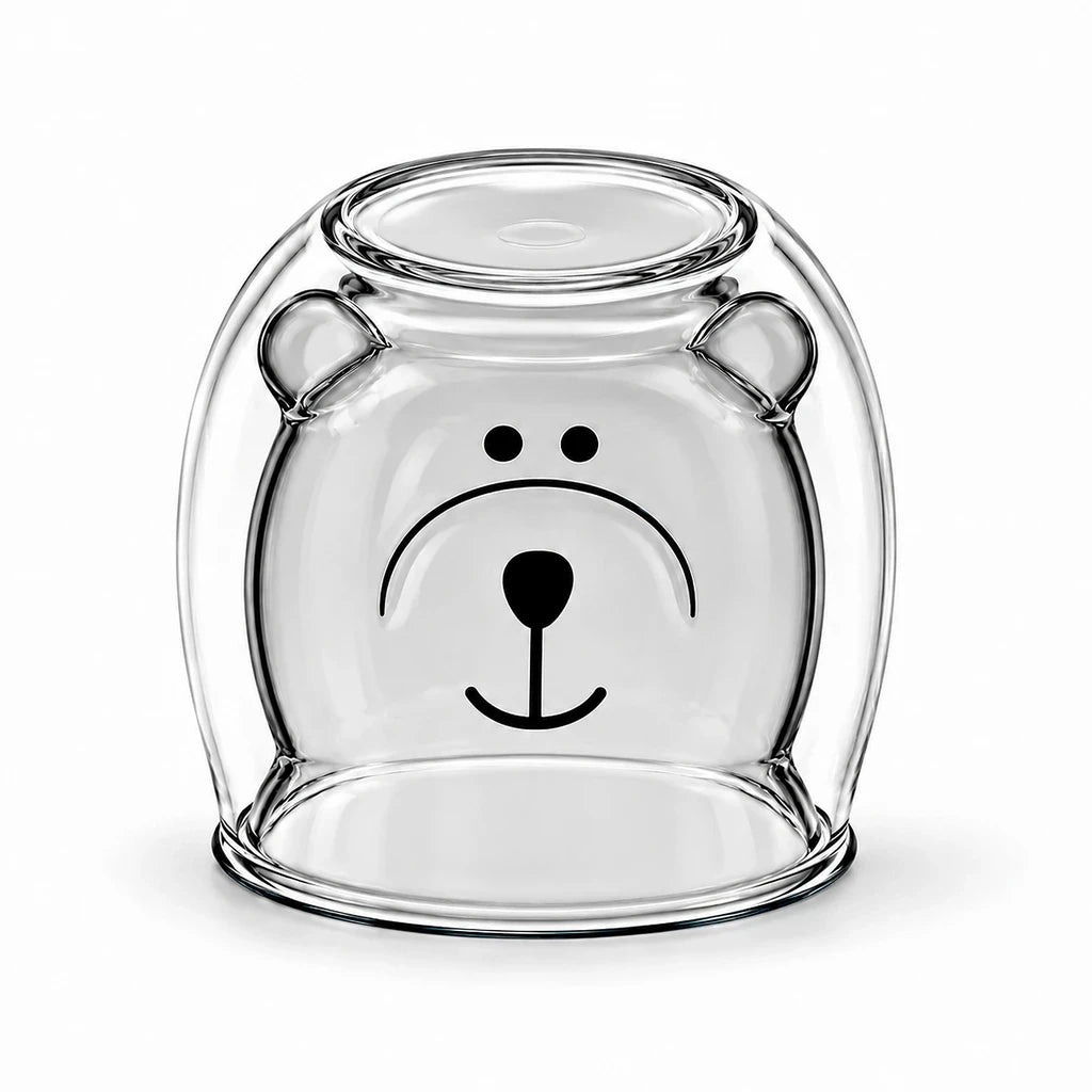 D.W.M Bear-Shaped Double-Wall Glass Tumbler, 250 ml