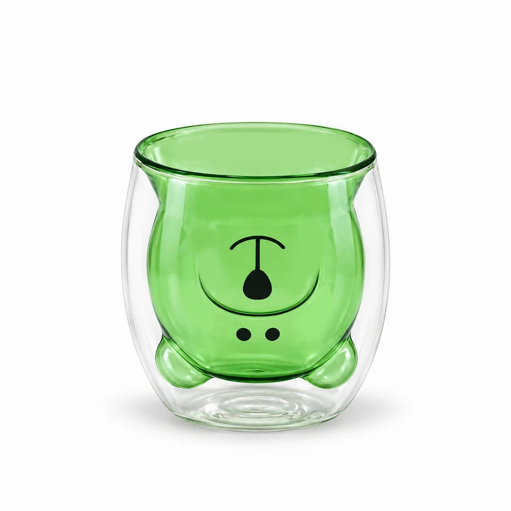 D.W.M Bear-Shaped Double-Wall Glass Tumbler, 250 ml