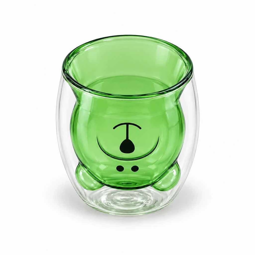 D.W.M Bear-Shaped Double-Wall Glass Tumbler, 250 ml