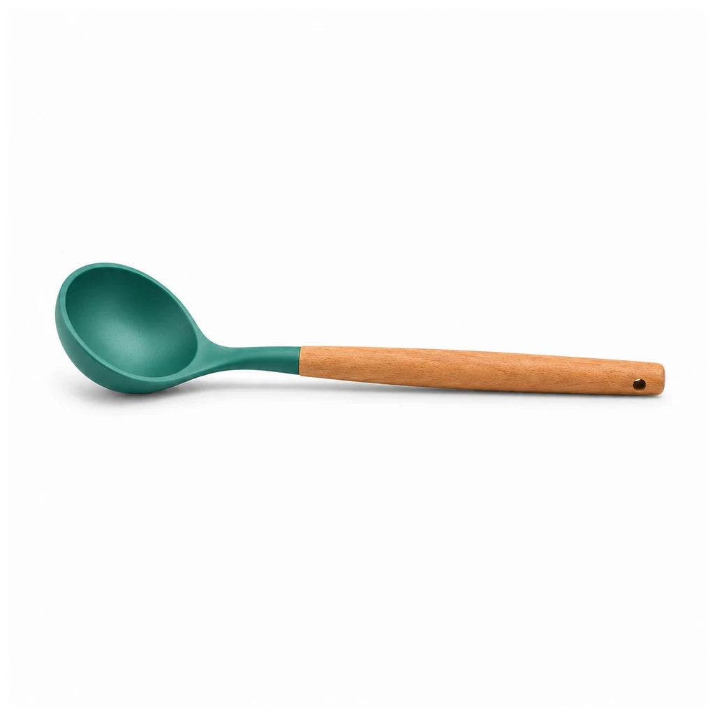 BEST Silicone Soup Ladle with Wooden Handle, 13 Inch
