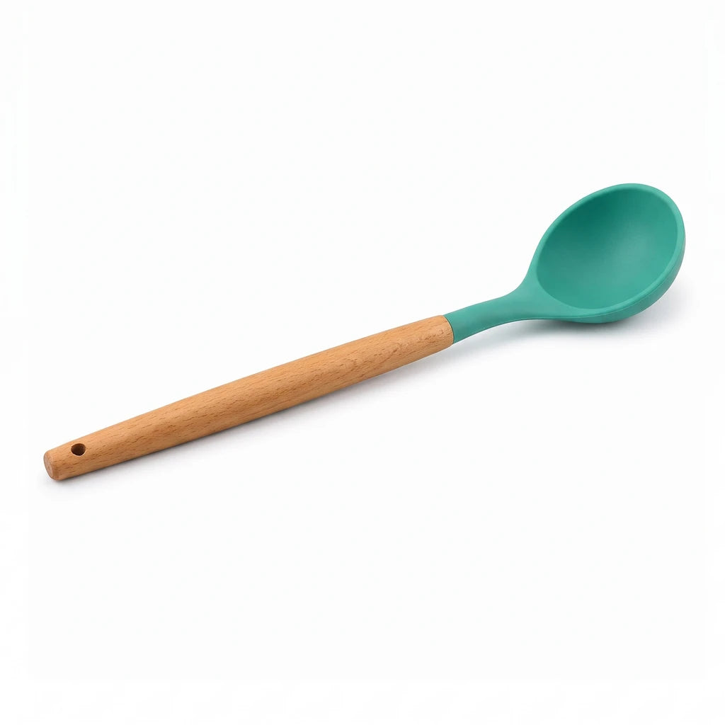 BEST Silicone Soup Ladle with Wooden Handle, 13 Inch