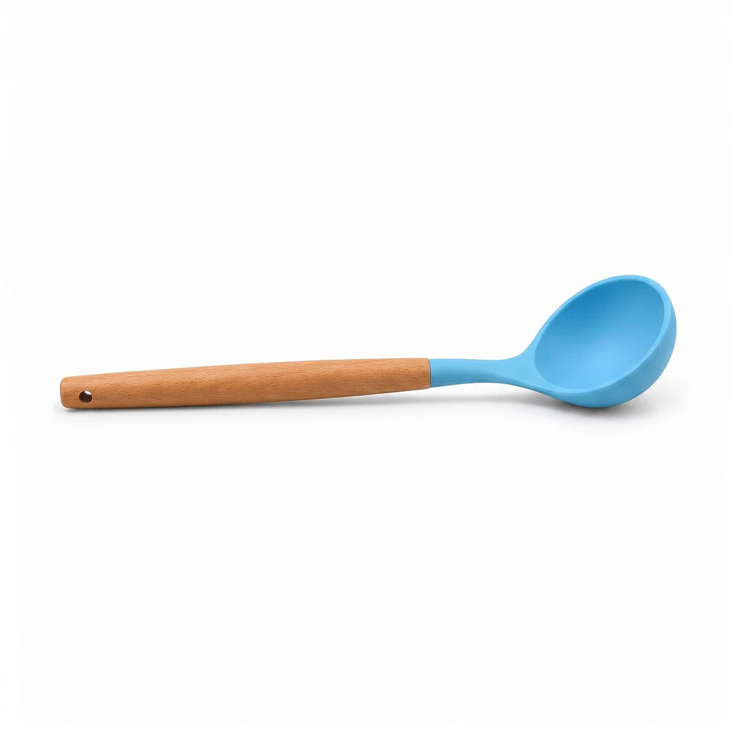 BEST Silicone Soup Ladle with Wooden Handle, 13 Inch