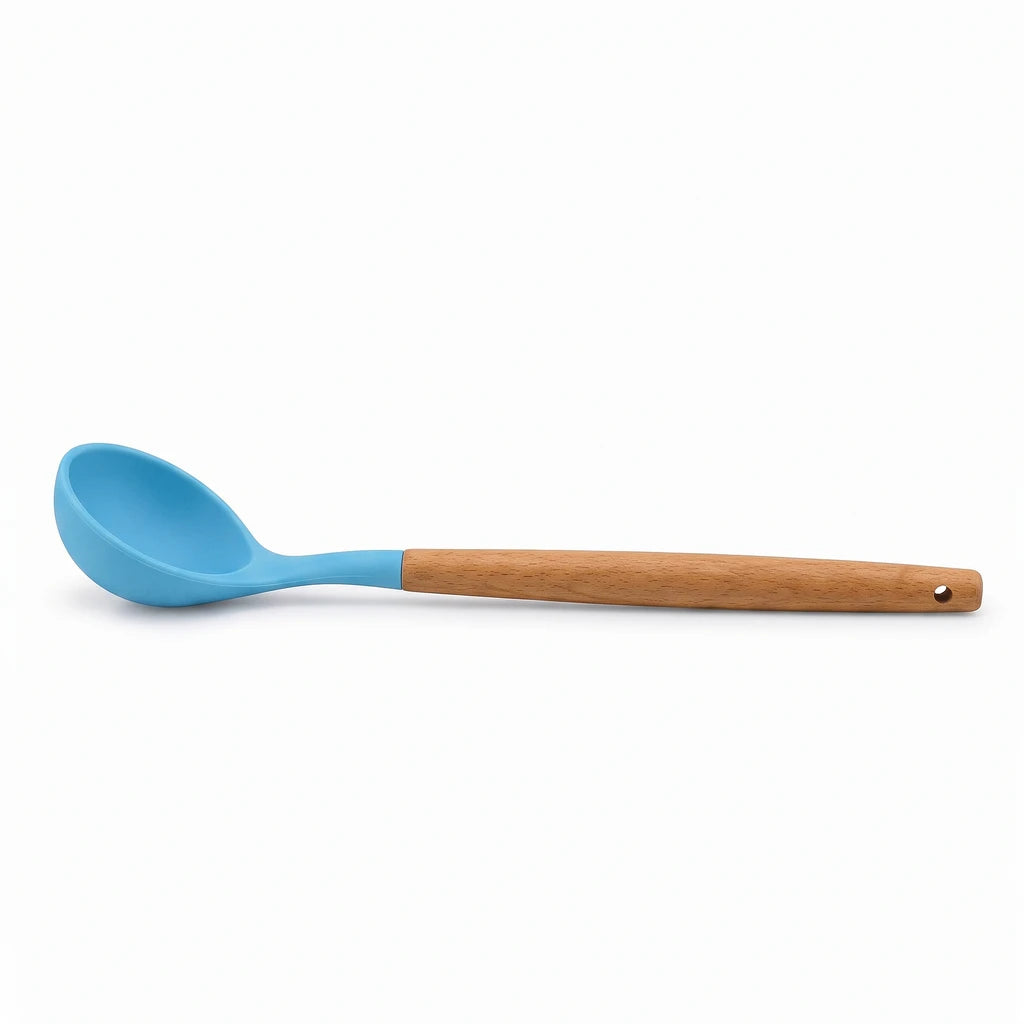 BEST Silicone Soup Ladle with Wooden Handle, 13 Inch
