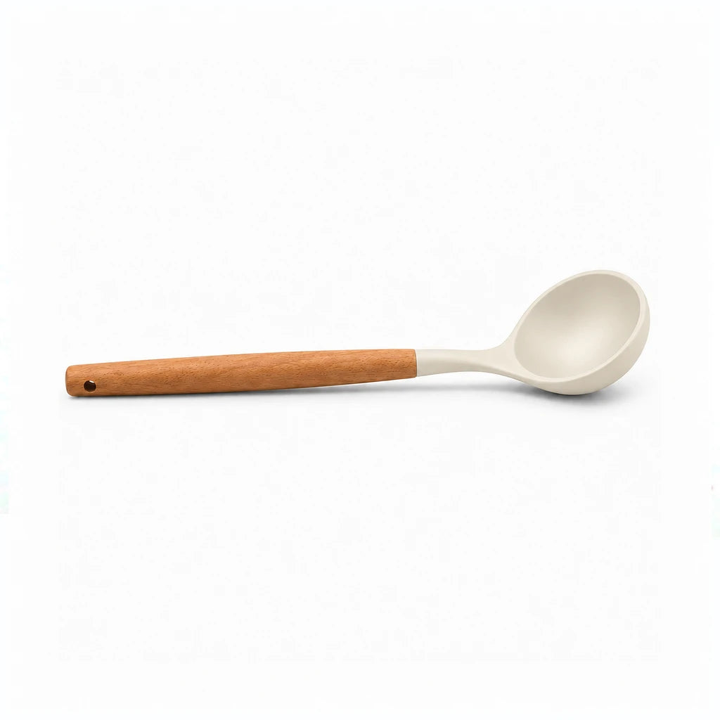 BEST Silicone Soup Ladle with Wooden Handle, 13 Inch