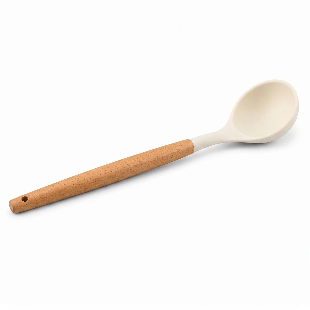 BEST Silicone Soup Ladle with Wooden Handle, 13 Inch