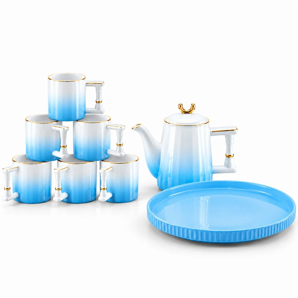 Royal Blue Ombre Ceramic Tea & Coffee Set, 8 Pieces