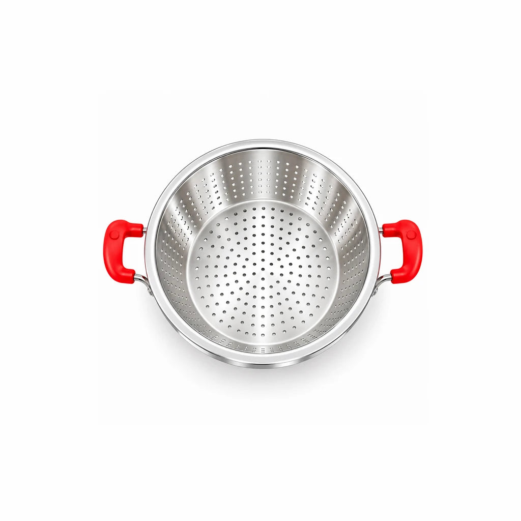 Crest Stainless Steel Colander with Plastic Handles, 28 cm