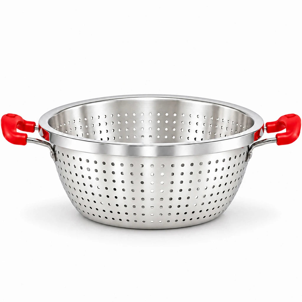 Crest Stainless Steel Colander with Plastic Handles, 38 cm