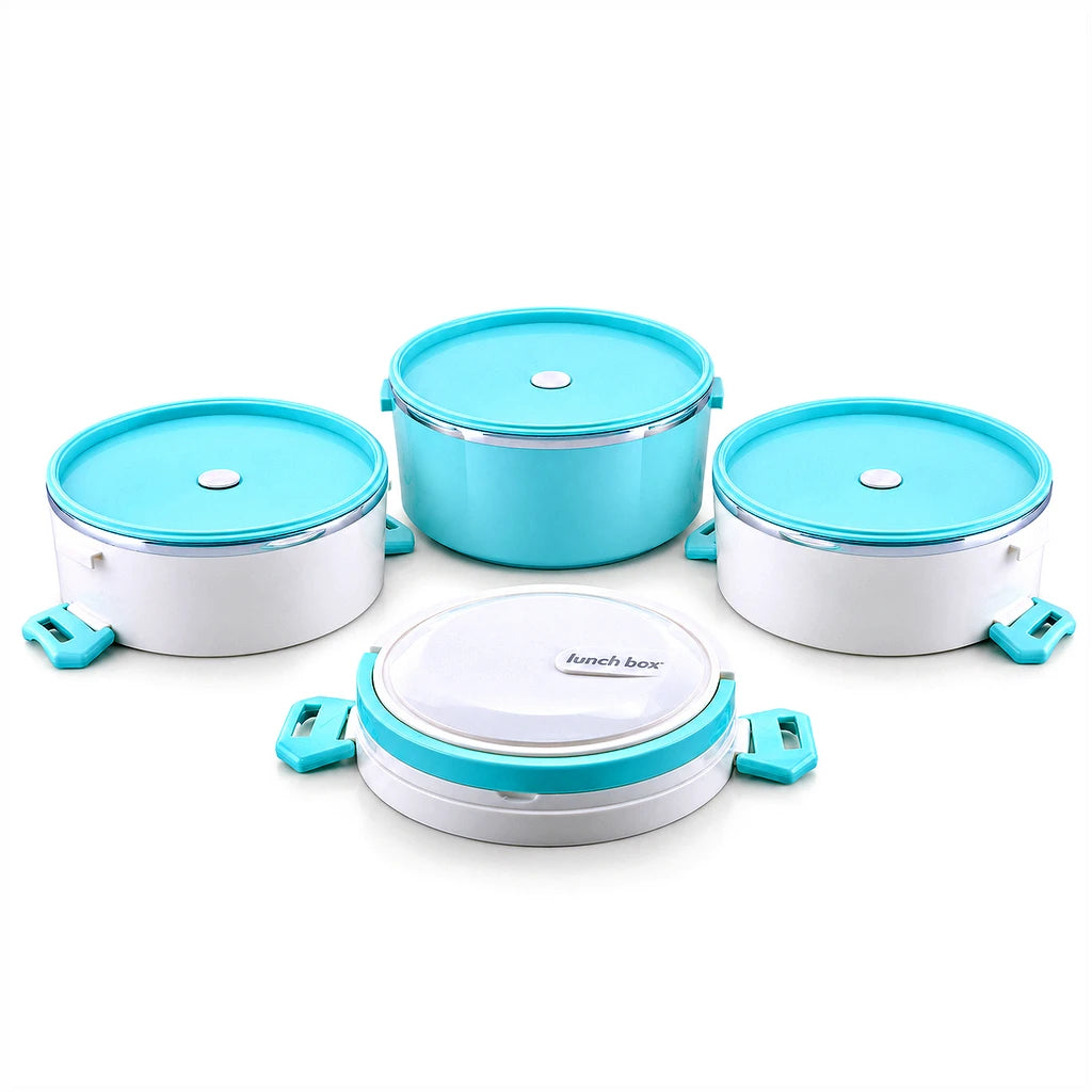 DB 3-Tier Stainless Steel Lunch Box with Plastic Exterior