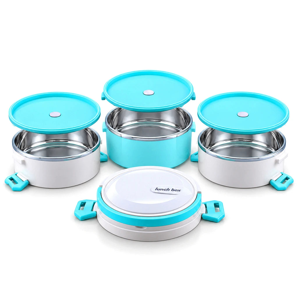 DB 3-Tier Stainless Steel Lunch Box with Plastic Exterior