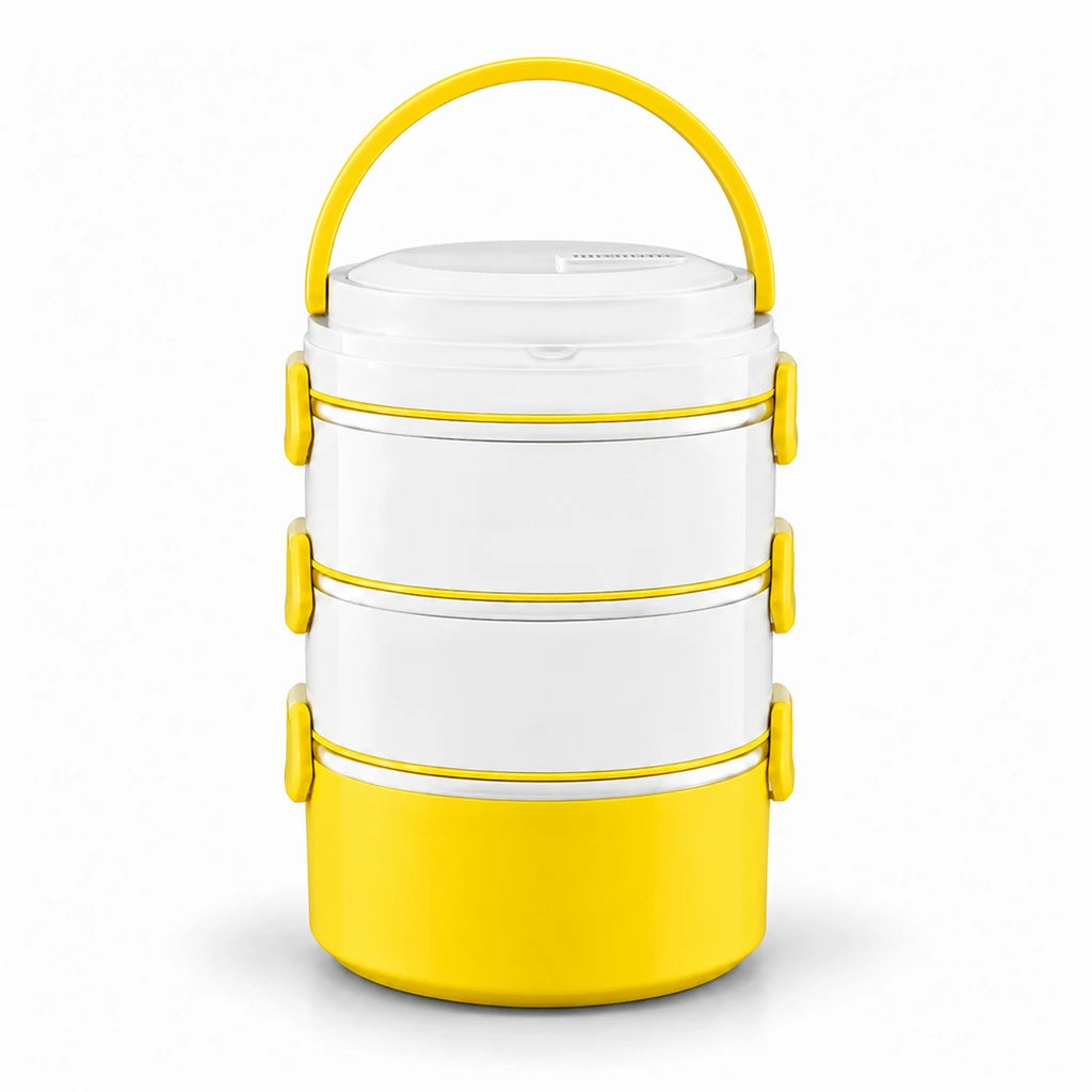DB 3-Tier Stainless Steel Lunch Box with Plastic Exterior