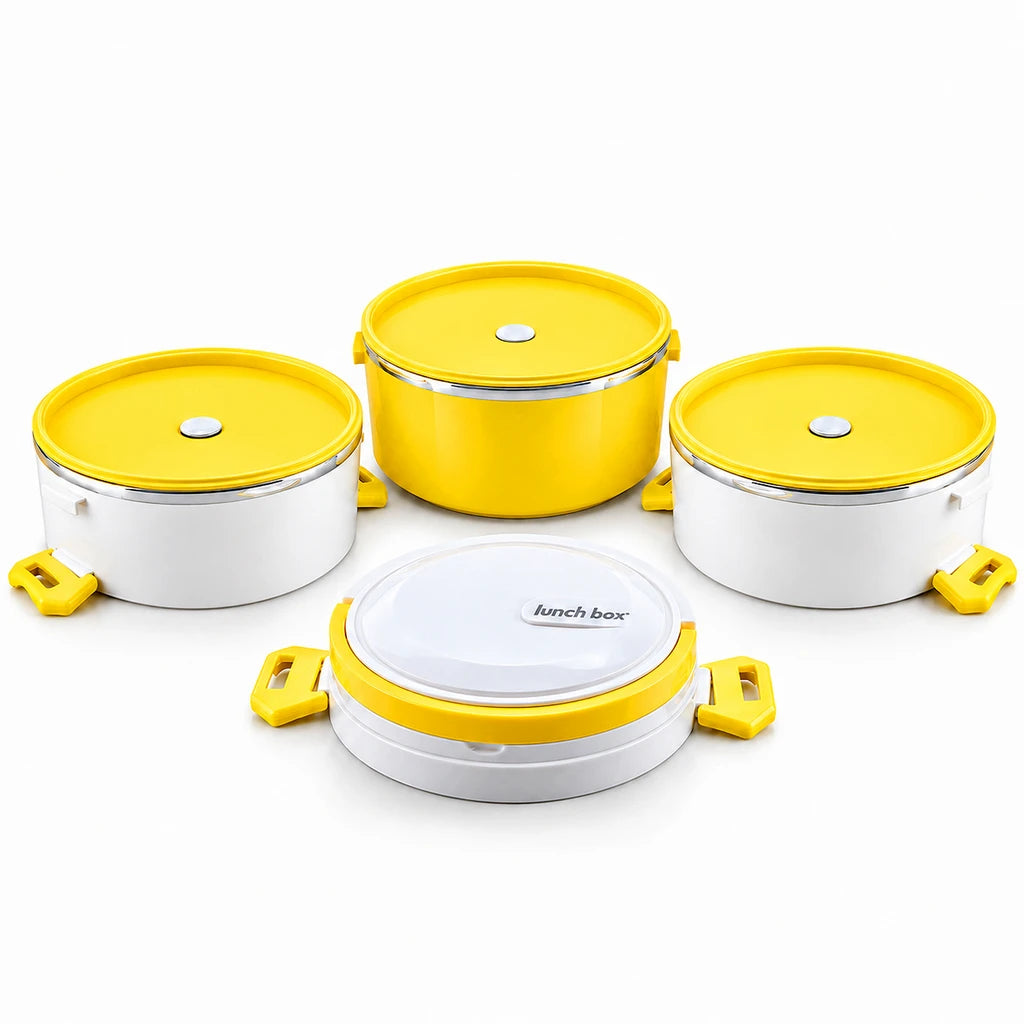 DB 3-Tier Stainless Steel Lunch Box with Plastic Exterior