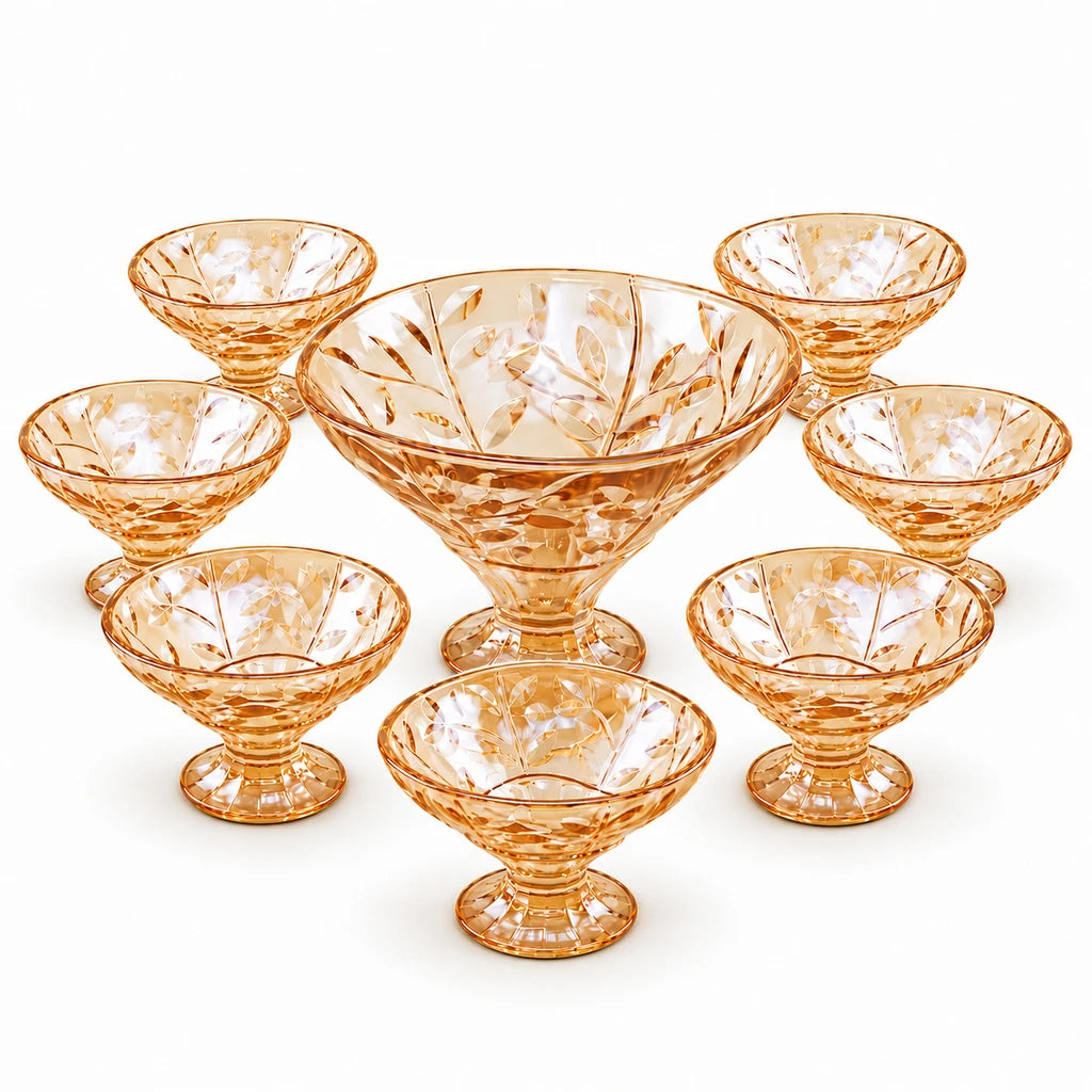 Deli Laurus Golden Glass Dessert Bowl Set, 7 Pieces