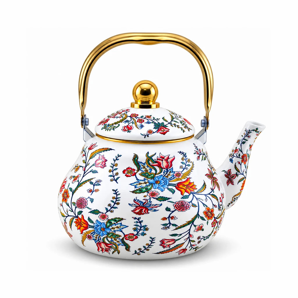 Yiwu Liyang Jewel Floral Vine Enamel Kettle, 2.5 Litres
