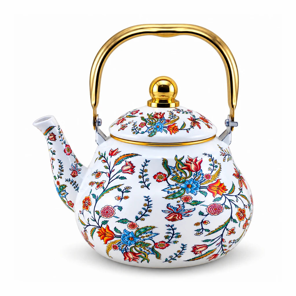 Yiwu Liyang Jewel Floral Vine Enamel Kettle, 2.5 Litres