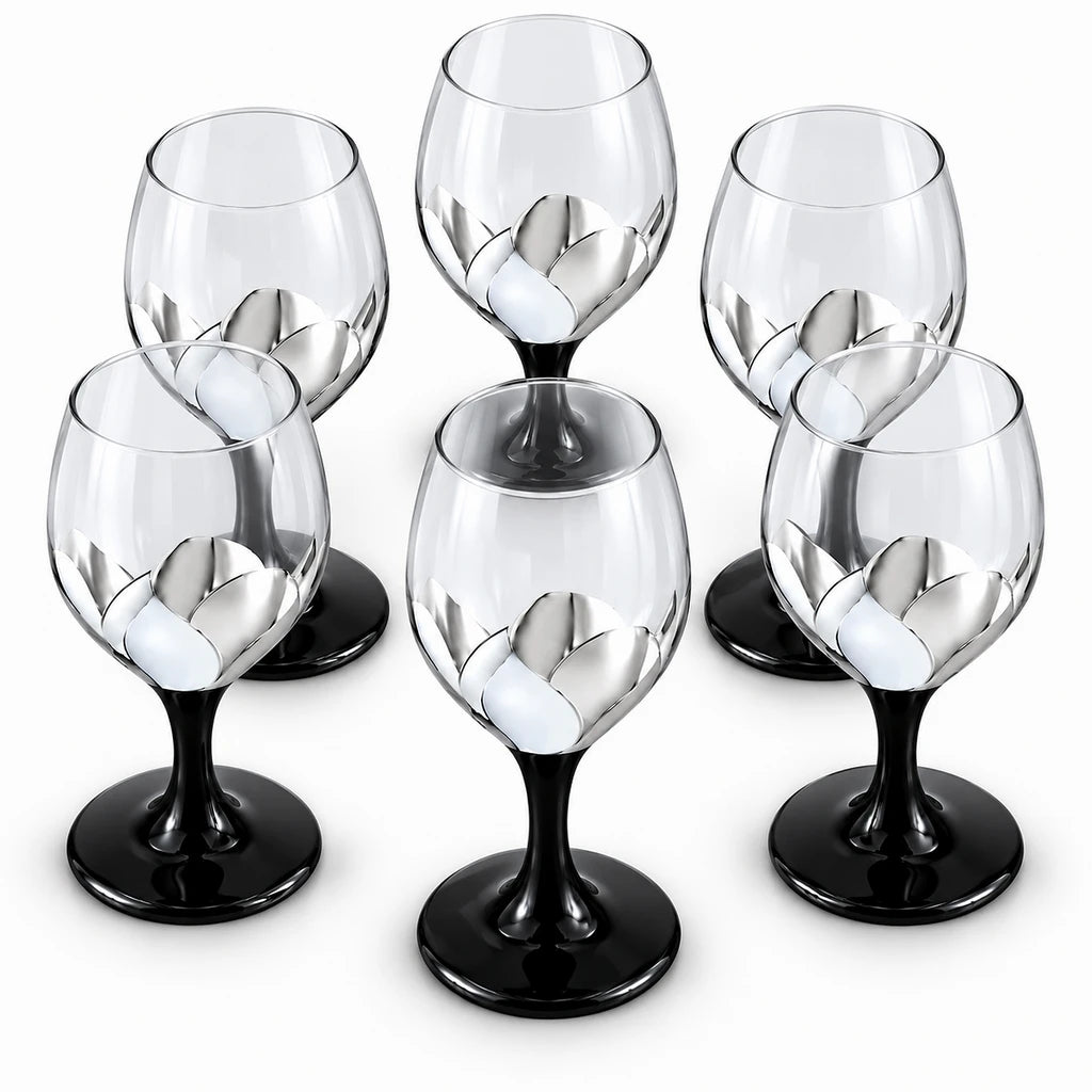Red Cherry Petal Goblet Glass Set, 6 Pieces, 330 ml