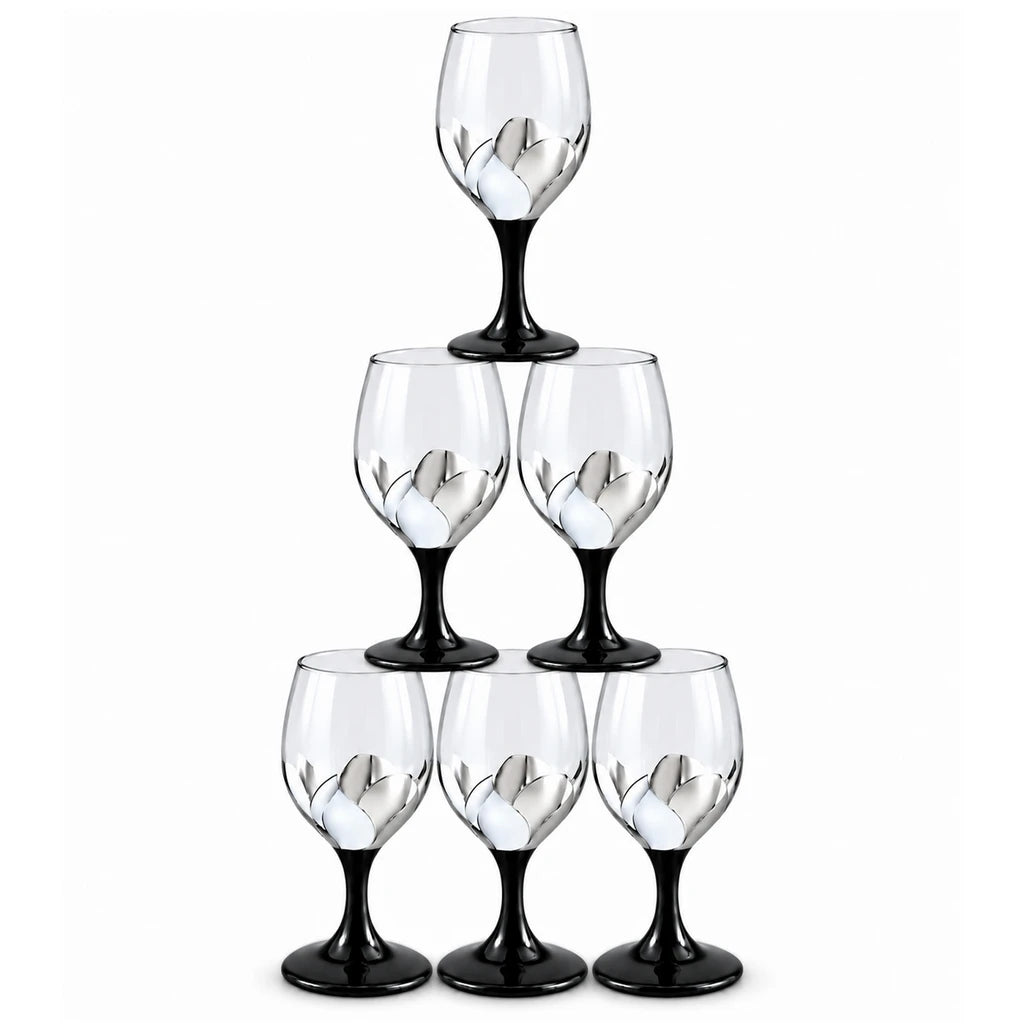 Red Cherry Petal Goblet Glass Set, 6 Pieces, 330 ml
