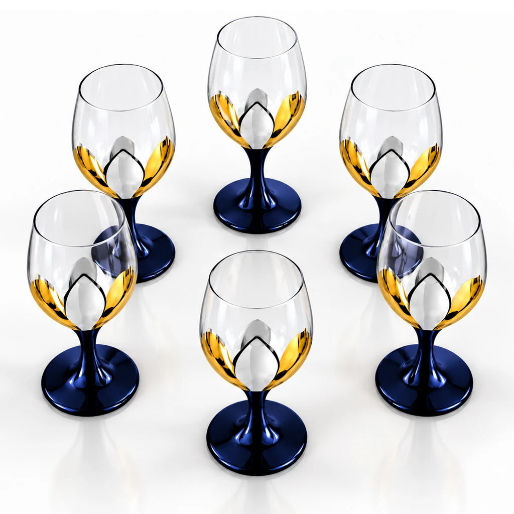 Red Cherry Petal Goblet Glass Set, 6 Pieces, 330 ml