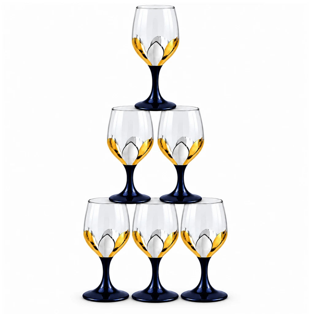 Red Cherry Petal Goblet Glass Set, 6 Pieces, 330 ml