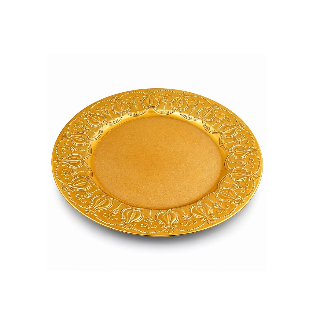 Golden Tulip Scroll Plastic Charger Plate, 12 Inch, Display Only