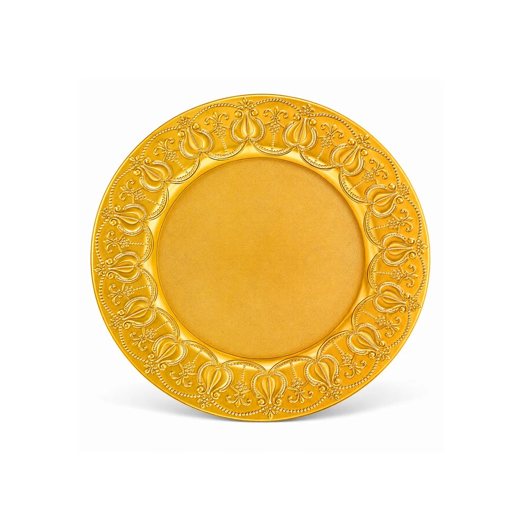 Golden Tulip Scroll Plastic Charger Plate, 12 Inch, Display Only