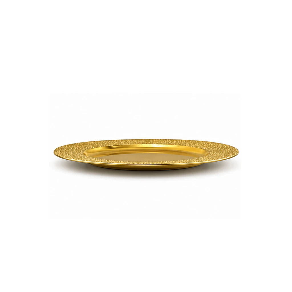 Golden Pebble Rim Plastic Charger Plate, 12 Inch, Display Only