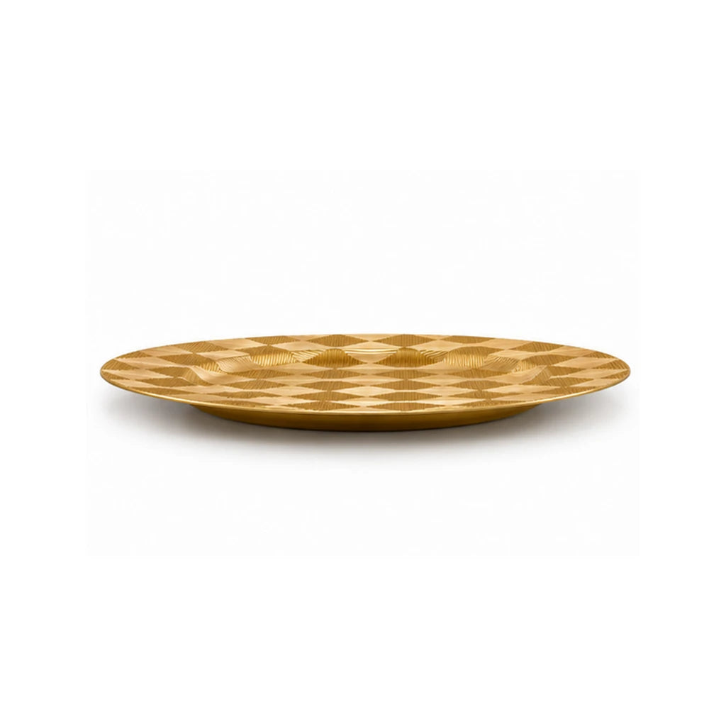 Golden Diamond Weave Plastic Charger Plate, 12 Inch, Display Only