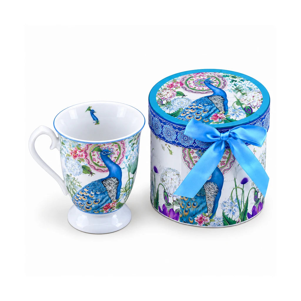 B/C Blue Peacock Garden Porcelain Mug with Gift Box, 300 ml