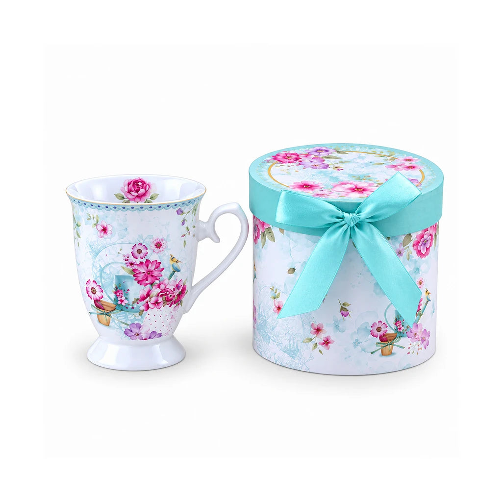 B/C Aqua Rose Garden Porcelain Mug with Gift Box, 300 ml