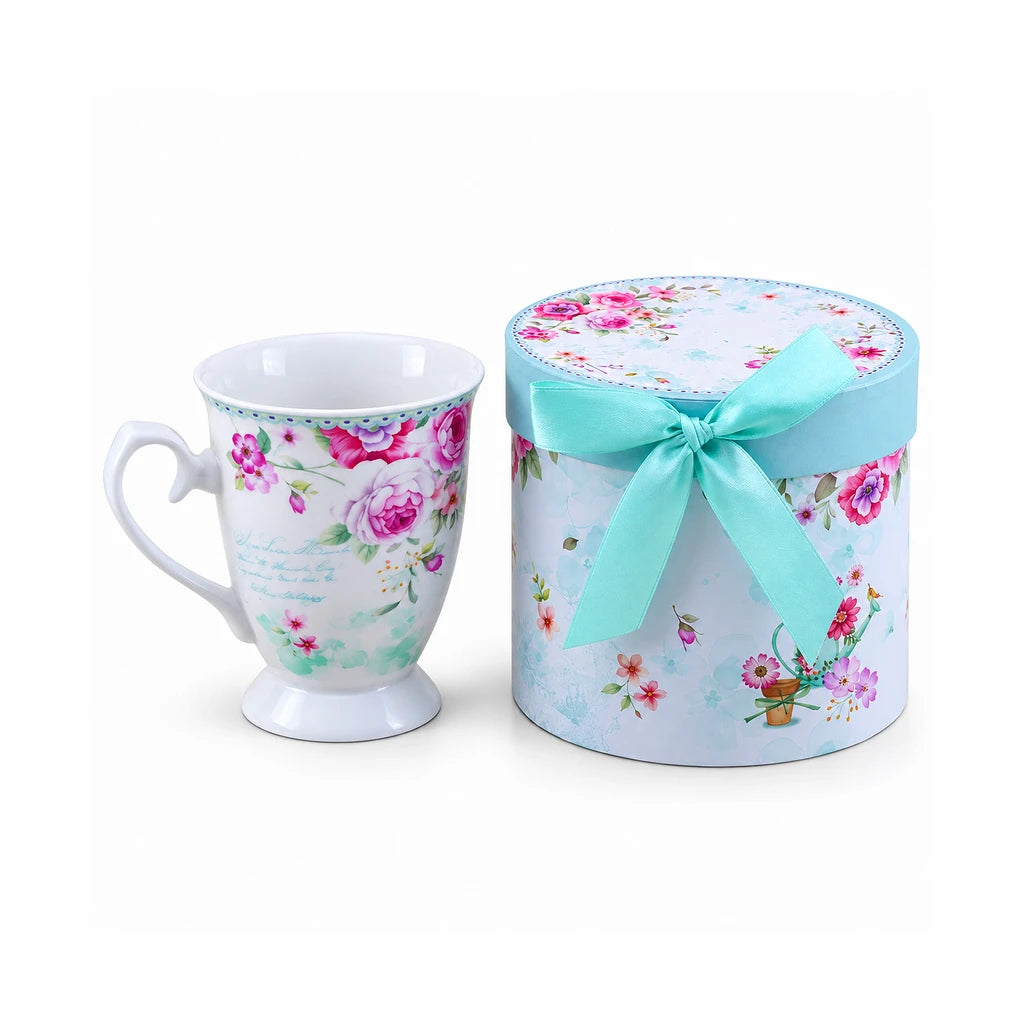 B/C Aqua Rose Garden Porcelain Mug with Gift Box, 300 ml