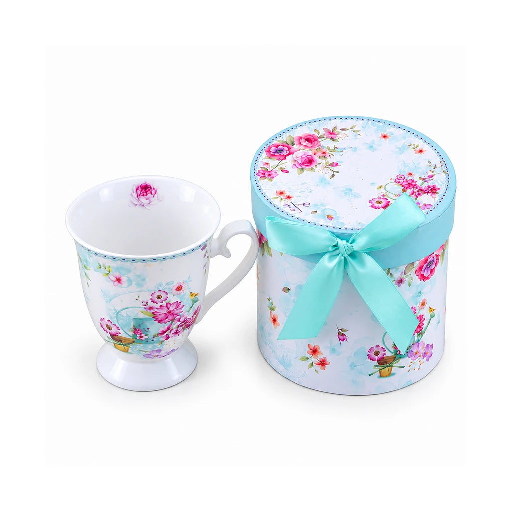 B/C Aqua Rose Garden Porcelain Mug with Gift Box, 300 ml