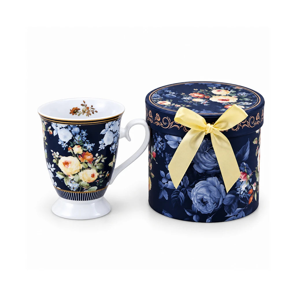 B/C Midnight Rose Bouquet Porcelain Mug with Gift Box, 300 ml
