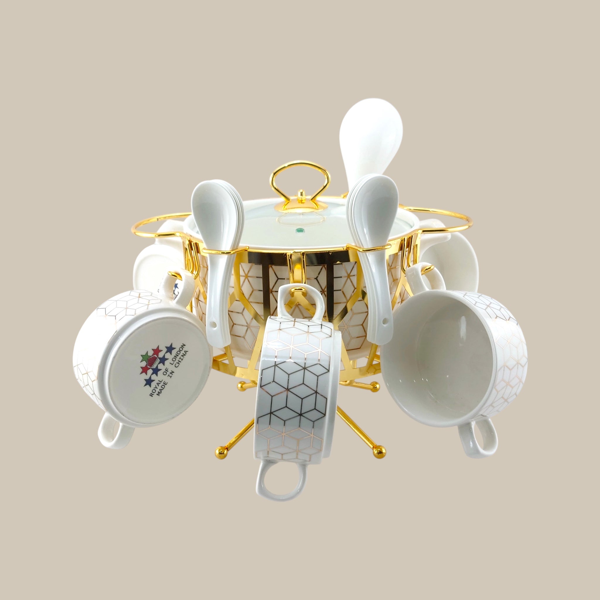 Royal 16-Piece Soup Set With Golden Stand