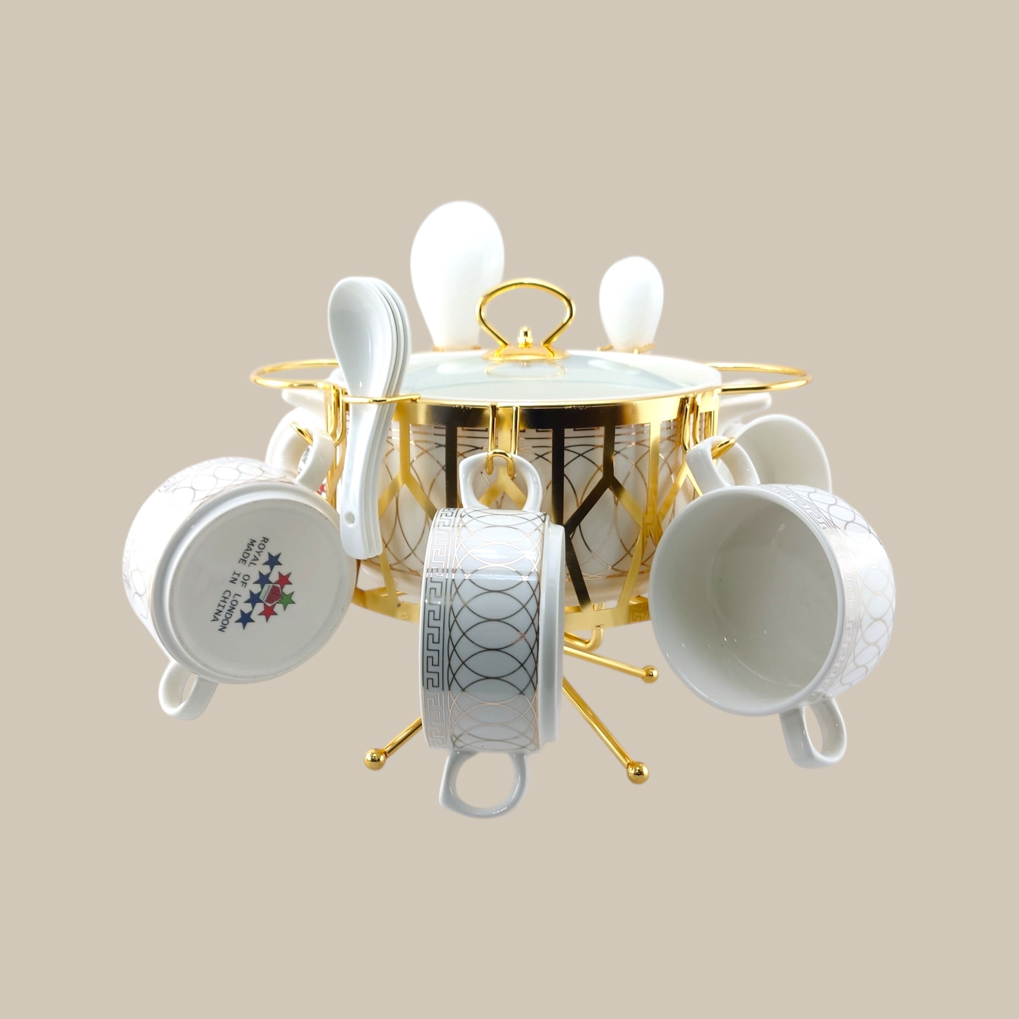 Royal 16-Piece Soup Set With Golden Stand