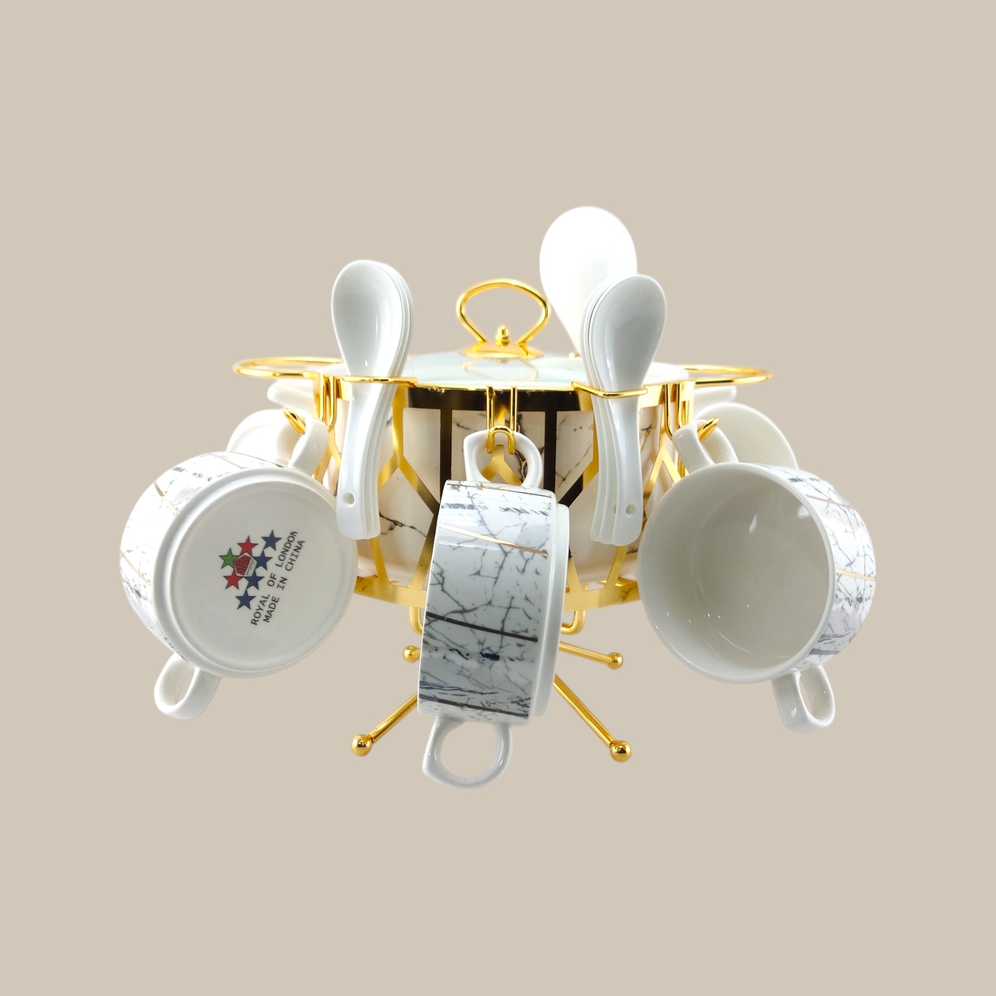 Royal 16-Piece Soup Set With Golden Stand